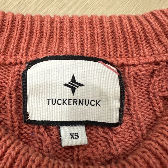 Tuckernuck Crew Neck Cable Knit Cotton Sweater Pullover Coral Orange Size XS - Picture 4 of 7